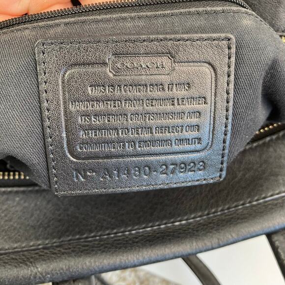 COACH Black Leather Bleecker Mini Riley Carryall Purse Crossbody Light Flaws OS - Picture 12 of 16